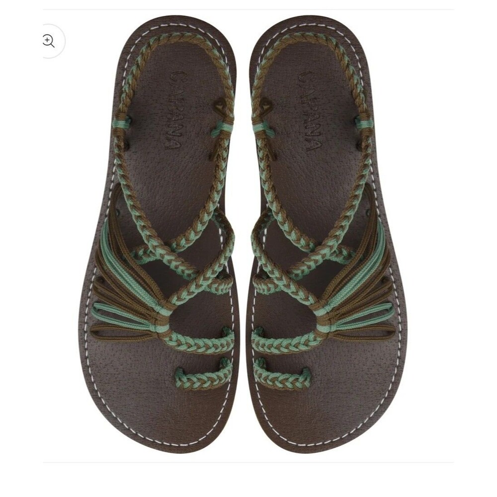 Capana Commune - Green Tea-Taupe Rope Sandals Women's 8 Yoga Resort Boho (P04)
